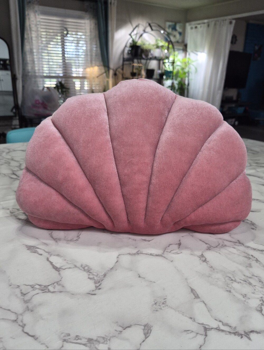 Plush Pink Shell Accent Pillow